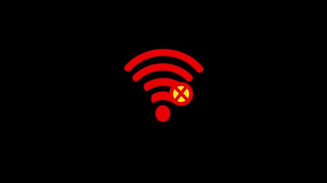 no internet connection icon animation, No wifi animation. lost connection sign. on a sleek black background