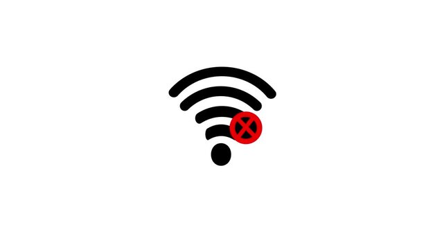 no internet connection icon animation, No wifi animation. lost connection sign. on a sleek black background