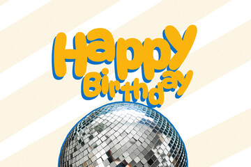 Fototapeta premium Celebration for happy birthday with disco ball and colorful decorations
