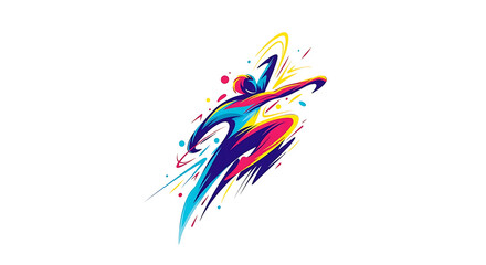 Obraz premium Vibrant kite with rainbow tail flying against white background, colorful
