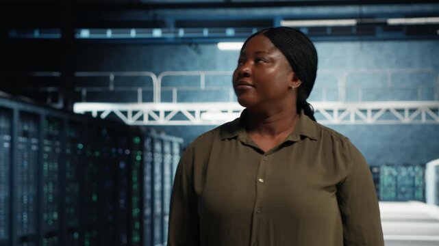 Manager reviews power management in a data center, supporting network monitoring, power management, infrastructure upgrades and reliable server infrastructure management.