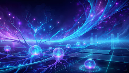 Fototapeta premium Futuristic AI Data Flow Background