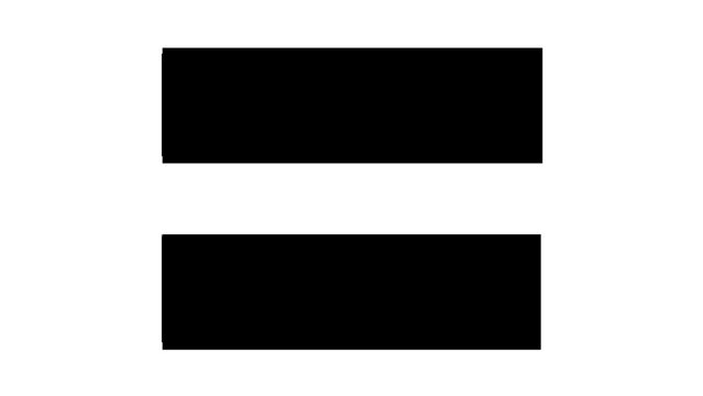 Compact block equal sign vector icon with crisp rectangular bars, black on white, expressing equality, love, peace, unity, justice, fairness, and solidarity in a scalable flat illustration