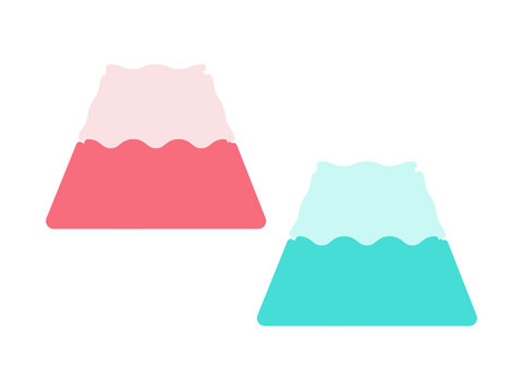 ピンク色と水色の富士山　イラストセット