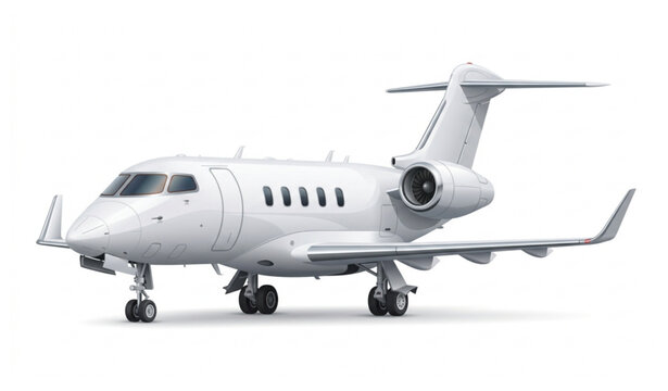3D Private Jet Airplane Isolated on White Background Realistic Vector Illustration