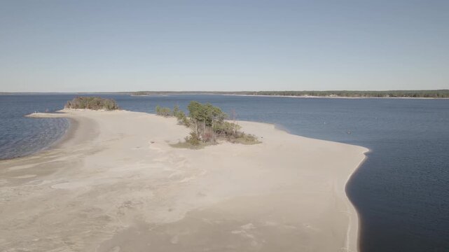 Aerial view of a beach near twin dikes park on Sam Rayburn Reservoir in Texas