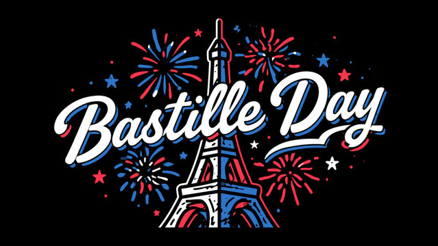 Bastille day celebration with monument and vibrant fireworks
