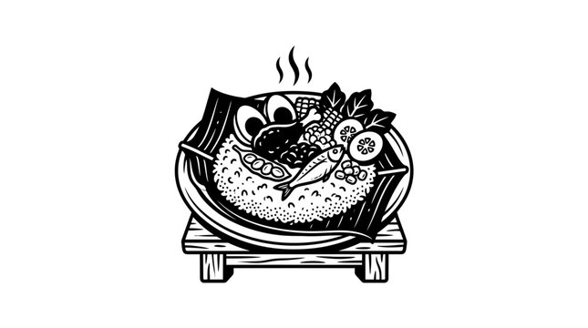 Nasi Lemak Vector Illustration - Traditional Malaysian Cuisine