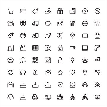 Set of simple hand drawn business and shopping icons Vector