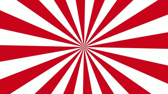 Red and white sunburst radial background, animation, dynamic concentric, starburst pattern for, motion and broadcast