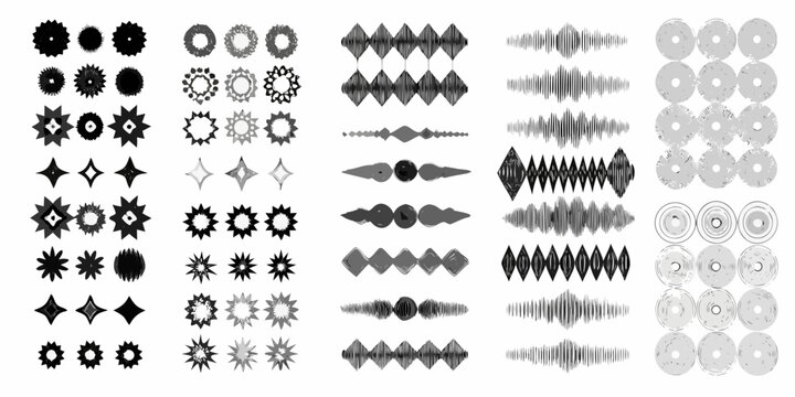 Audio Waveform Patterns Collection Gray Vector Illustration