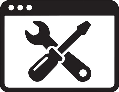 Web development black silhouette vector icon. Editable EPS symbol for coding, websites and software.