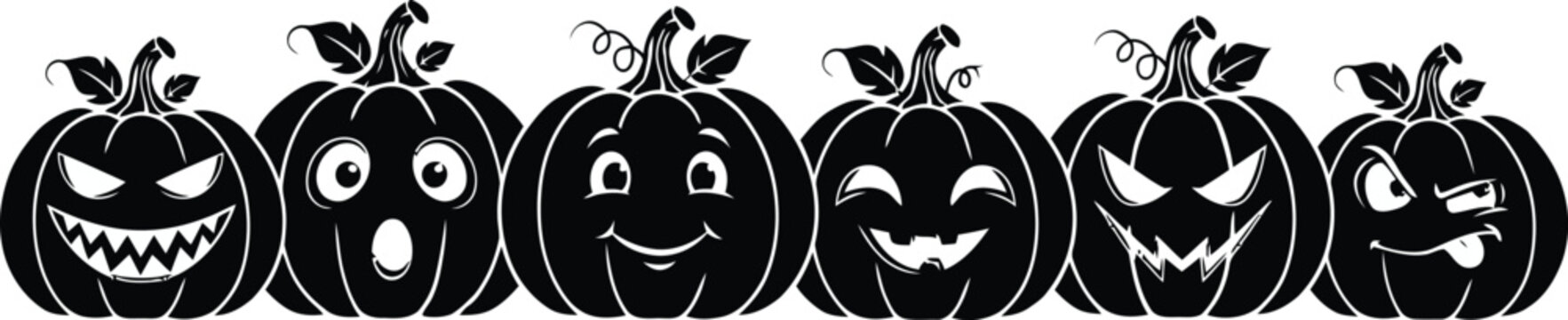 Happy jack o lantern pumpkins with faces