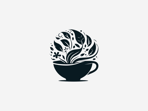 Nature Tea black vector logo white background