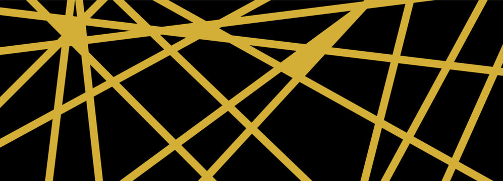 Random geometric chaotic with abstract gold pattern for straight line chaos. Elements stripe illustration with lineal futuristic lines for wall mess background. Edgy irregular random.