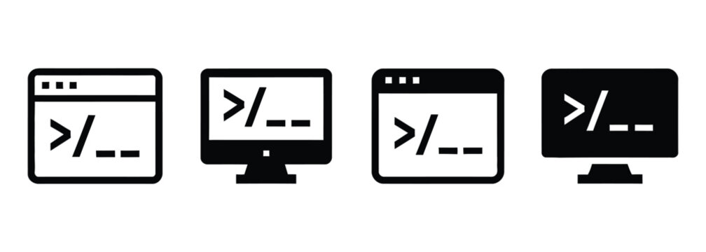 Computer Terminal Vector Symbols with Coding Window for Programming Command Line Interface and Developer Tools
