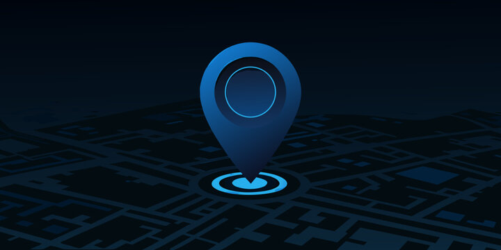 Blue location pin on isometric map vector illustration