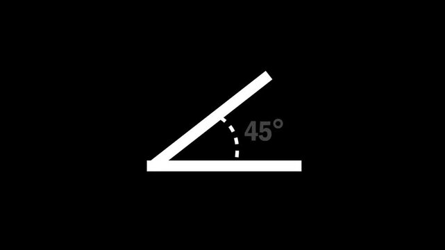 45-degree angle line icon, simple angle concept animation, 4K video.