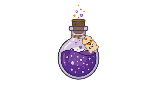 Detailed magic potion bottle with vintage label
