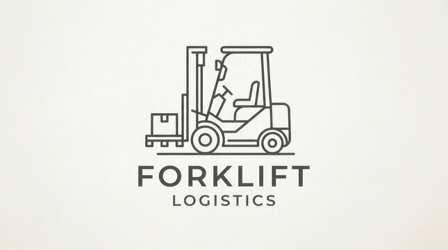 Minimalist forklift logistics icon for industrial warehouse storage and freight transport.