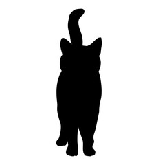 Black cat silhouette back view sitting handdrawn pet animal © BlackGroundMeYou 