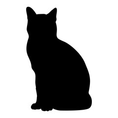 Black cat silhouette sitting alert handdrawn feline pet © BlackGroundMeYou 