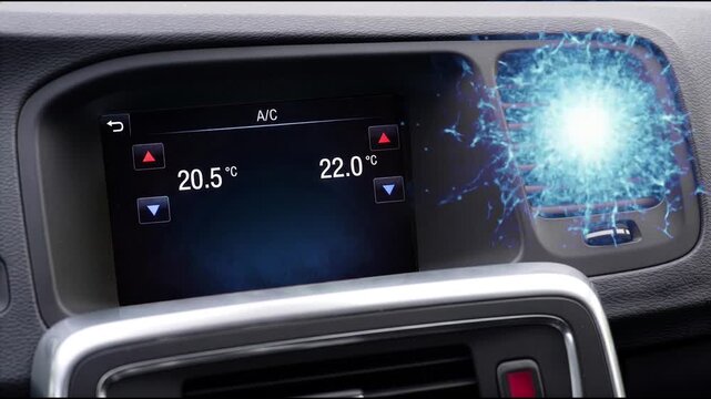 Klimaanlage in einem modernem Wagen, die kalte Luft wird aus dem L&uuml;ftungsschlitz geblasen
