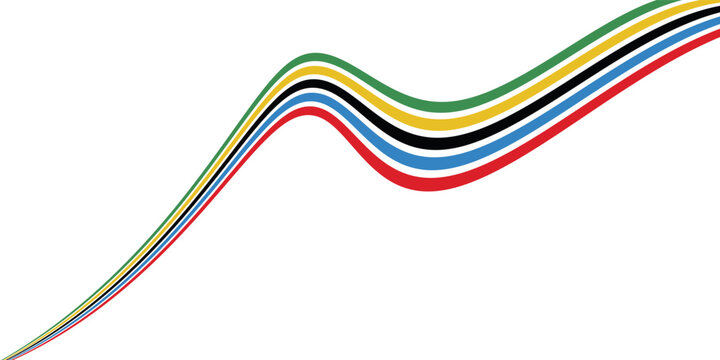abstract wavy stripes with the colors of Paris Olympics games 2026 . vector illustration