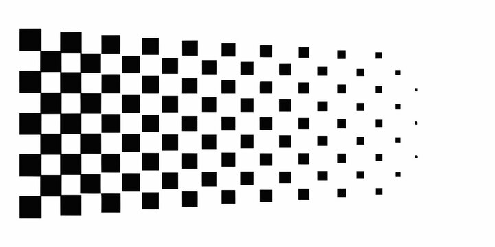 Checkered pattern dissolving into dots black and white vector illustration