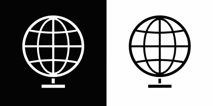 Wireframe Globe Silhouettes On Contrasting Backgrounds geography