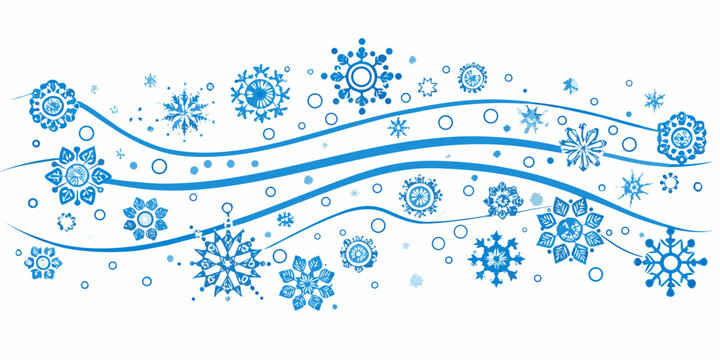 Winter snowflake and wave pattern on a white background