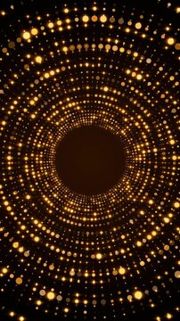 abstract gold endless tunnel with golden glitter shiny bokeh lights and particles animation ,music amd holiday christmas and new year vertical social media motion background