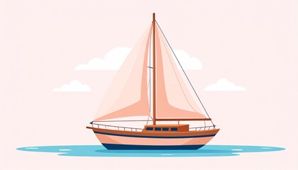 Fototapeta premium Classic wooden sailboat floating on calm turquoise water.