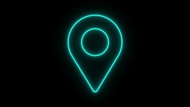 Map Location Pin Icon Animation Loop Isolated on Black Background