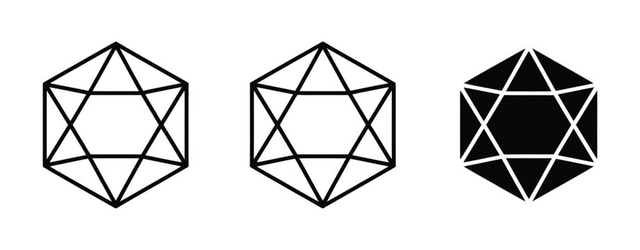 Icosahedron shapes abstract geometric composition of platonic solid structure digital vector rendering emphasizing symmetry complexity and mathematical beauty