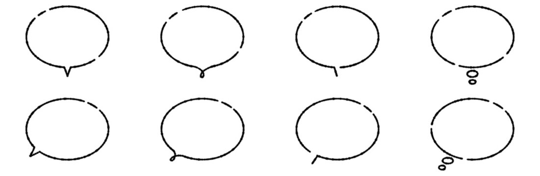 手書きの吹き出しフレームセット 抜け感のあるおしゃれでゆるいあしらい