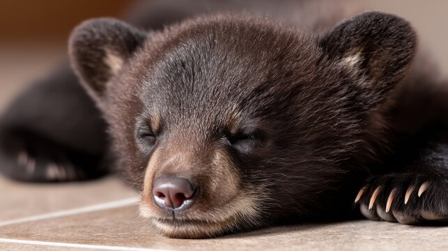 A sleepy black bear cub.