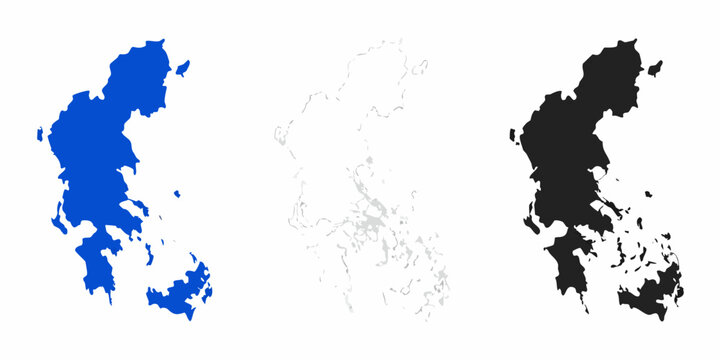 Map Silhouette In Three Color Variations Against White Background