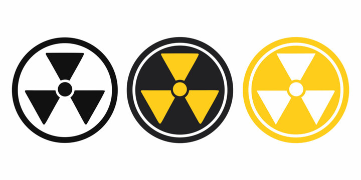 Radioactive symbol variations flat vector illustration on white background