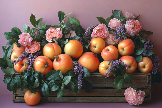 A Rustic Italian Fruit Arrangement with Laurel and Lavender