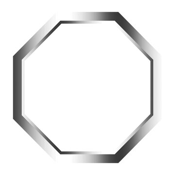 Silver metal frame polygonal shape objects isolated on white background