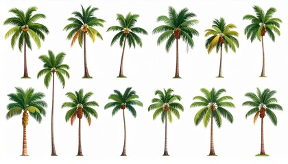 Fototapeta premium Tropical palm leaves arrangement on white background.