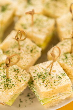 Mini Cucumber Tea Sandwiches with Fresh Dill