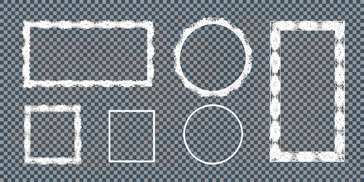 Five Torn Paper Frames With Transparent Background White Shapes