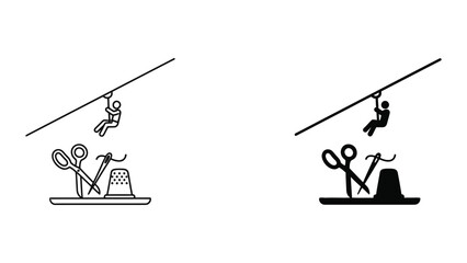 Vector illustration of person zip lining with tools © Freefire
