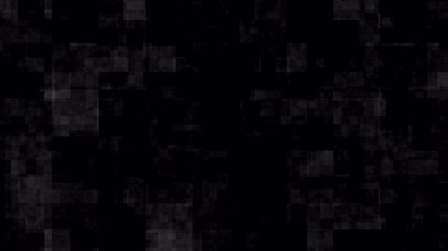 Noise, dirt, grain, dust and scratches on old damage film surface. Tv signal with bad interference, static noise background. Old film look on black background. 4K animation alpha channel