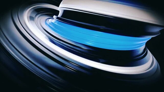 Close Up of Stacked Compact Discs and Audio Media with Blue Light Reflection Digital Data Storage Technology Background