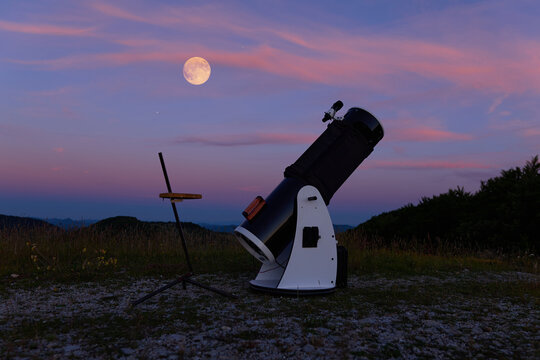 Astronomy telescope for observing Lunar eclipse, stars, planets and other celestial Milky Way objects.
