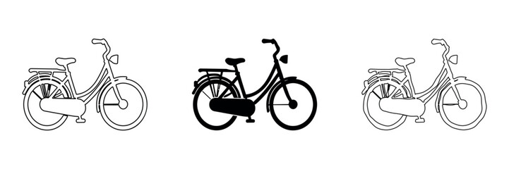 Obraz premium Classic moped silhouette and outline illustrations for design