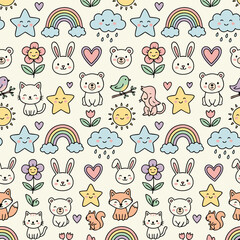 Fototapeta premium seamless pattern with funny animals